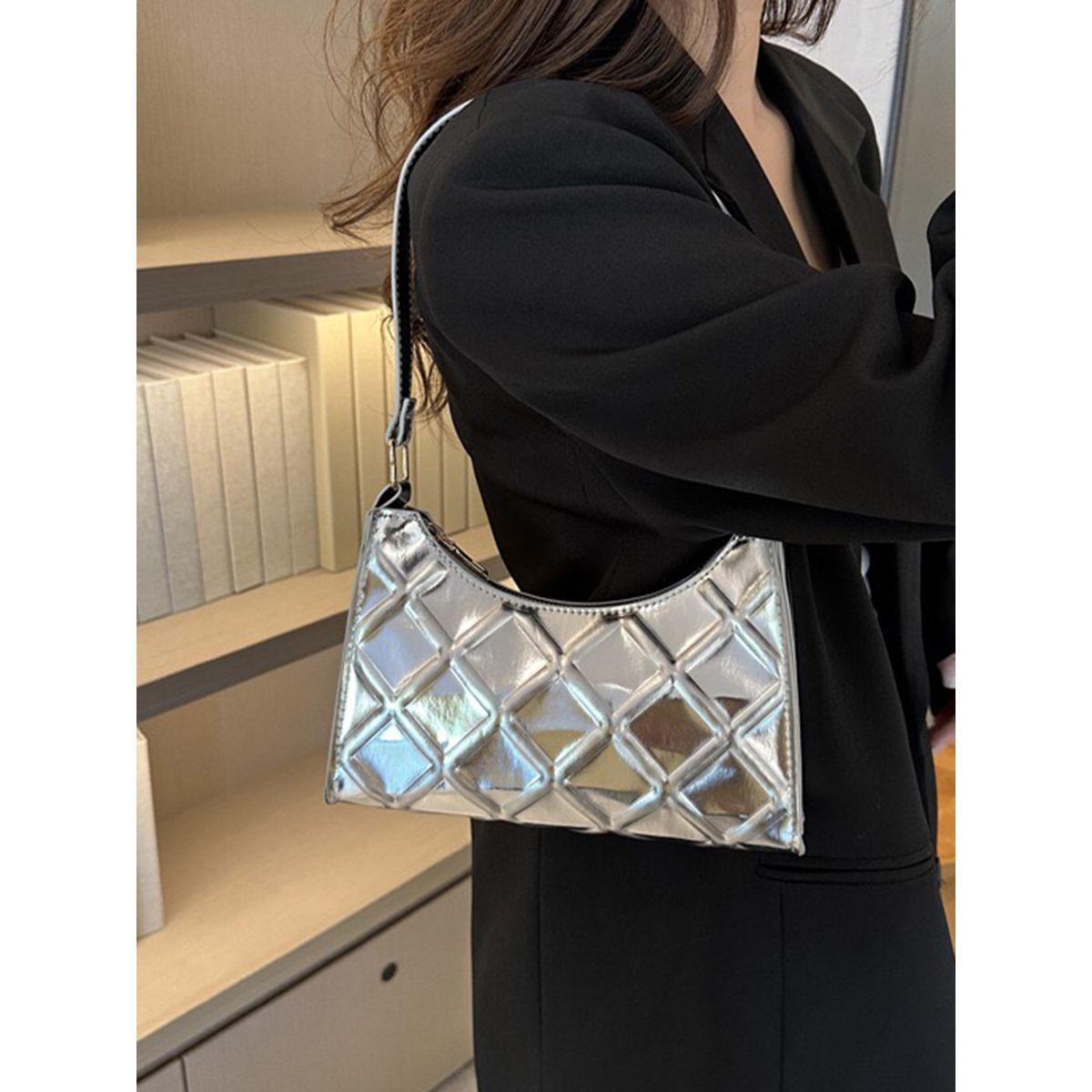 Styli Metallic Diamond Texture Baguette Bag-women-bagsandwallets-handbags-image-1