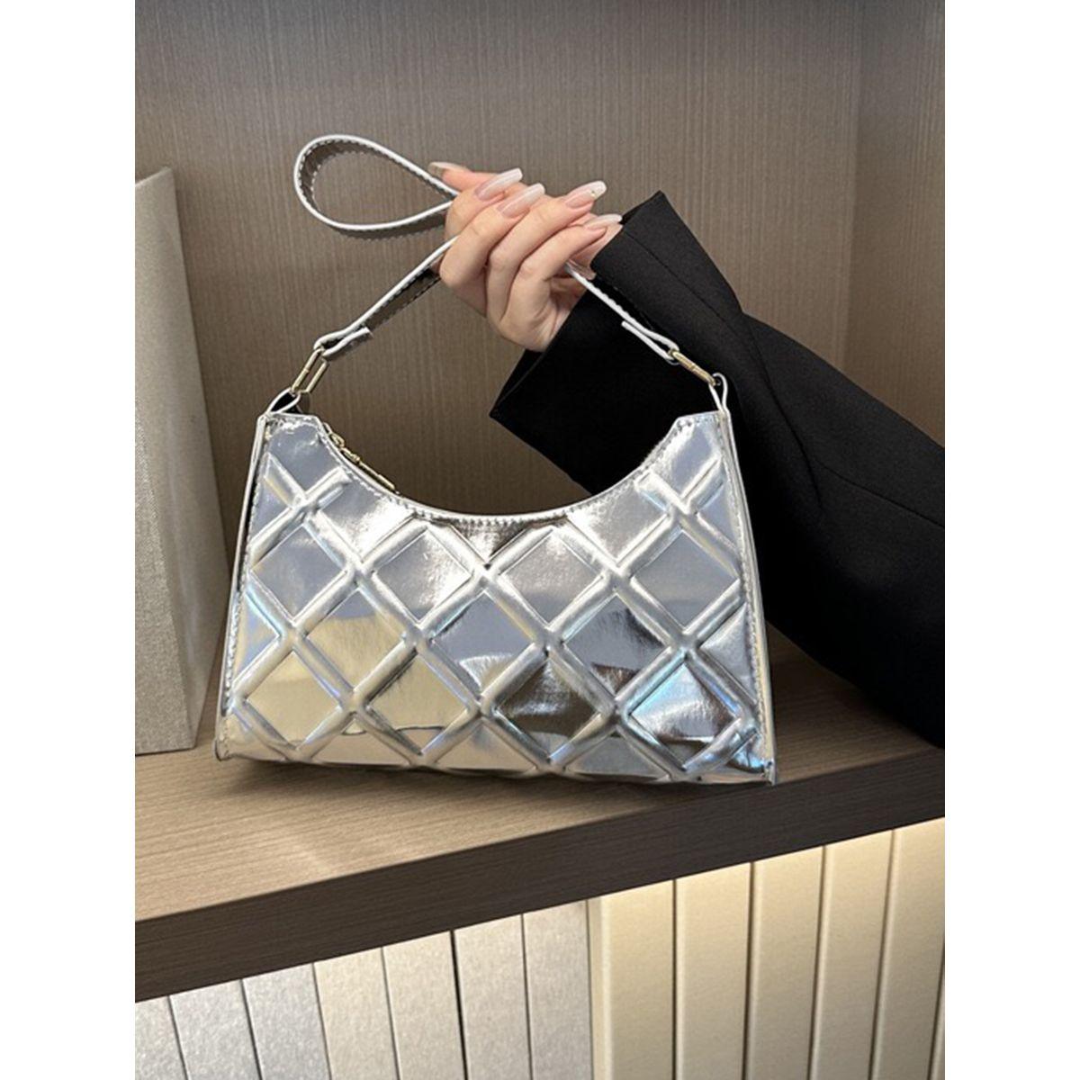 Styli Metallic Diamond Texture Baguette Bag-women-bagsandwallets-handbags-image-2