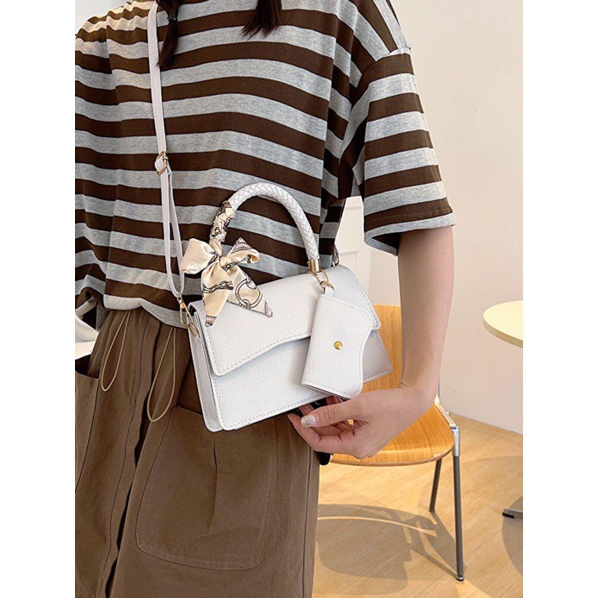 Styli Metallic Ribbon Detail Handbag with Pouch-women-bagsandwallets-handbags-image-1