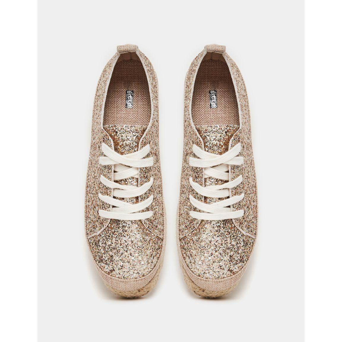 Styli Glitter Look Lace Up Hessian Sole Shoes-women-shoes-loafersandmoccasins-image-5