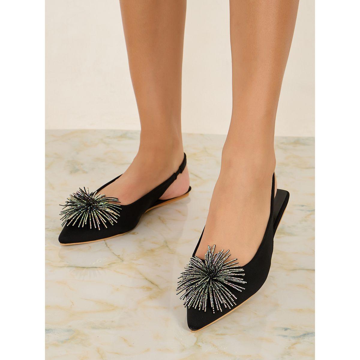 Styli Embellished Trim Slingback Flat Pumps-women-shoes-heels-image-2