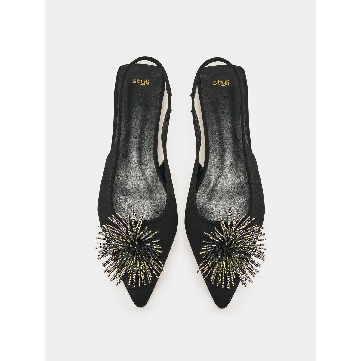 Styli Embellished Trim Slingback Flat Pumps-women-shoes-heels-image-7