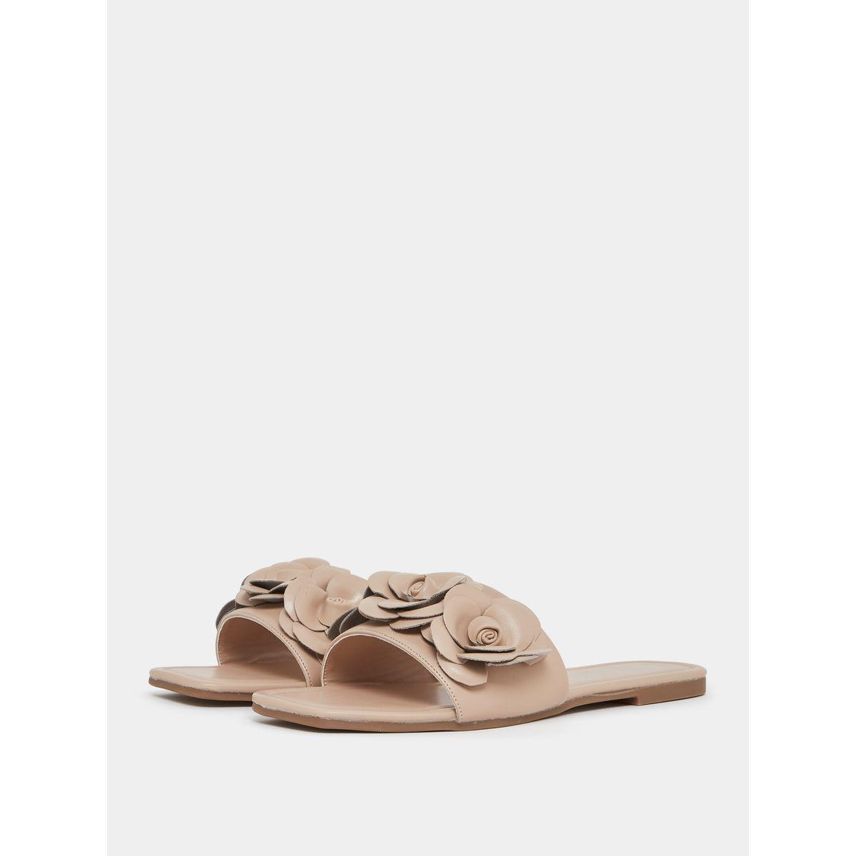 Styli Flower Applique Strap Flat Sandal-women-shoes-sandals-flats-image-2