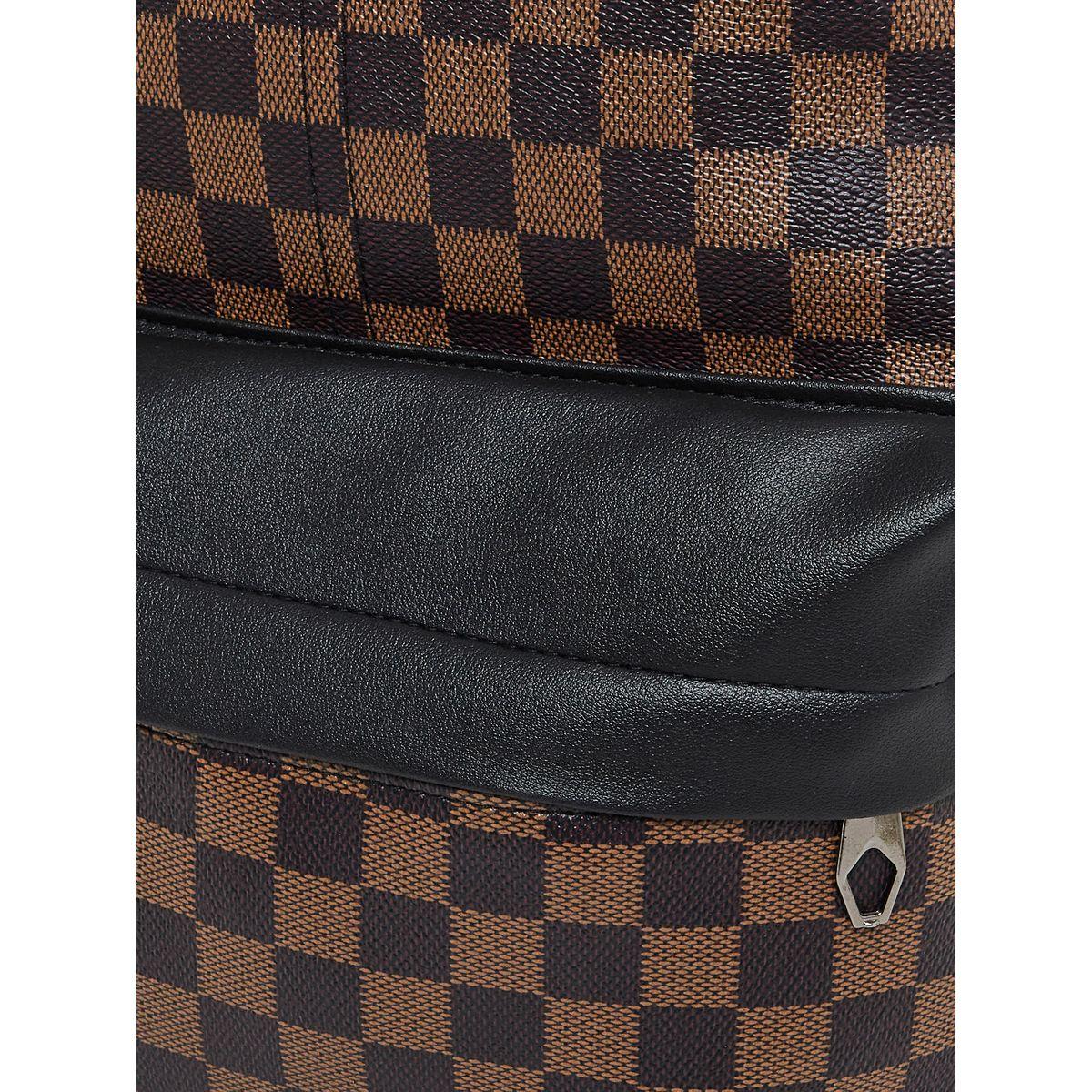 Styli Checked Print Stitch Detail Backpack-men-bags-image-2