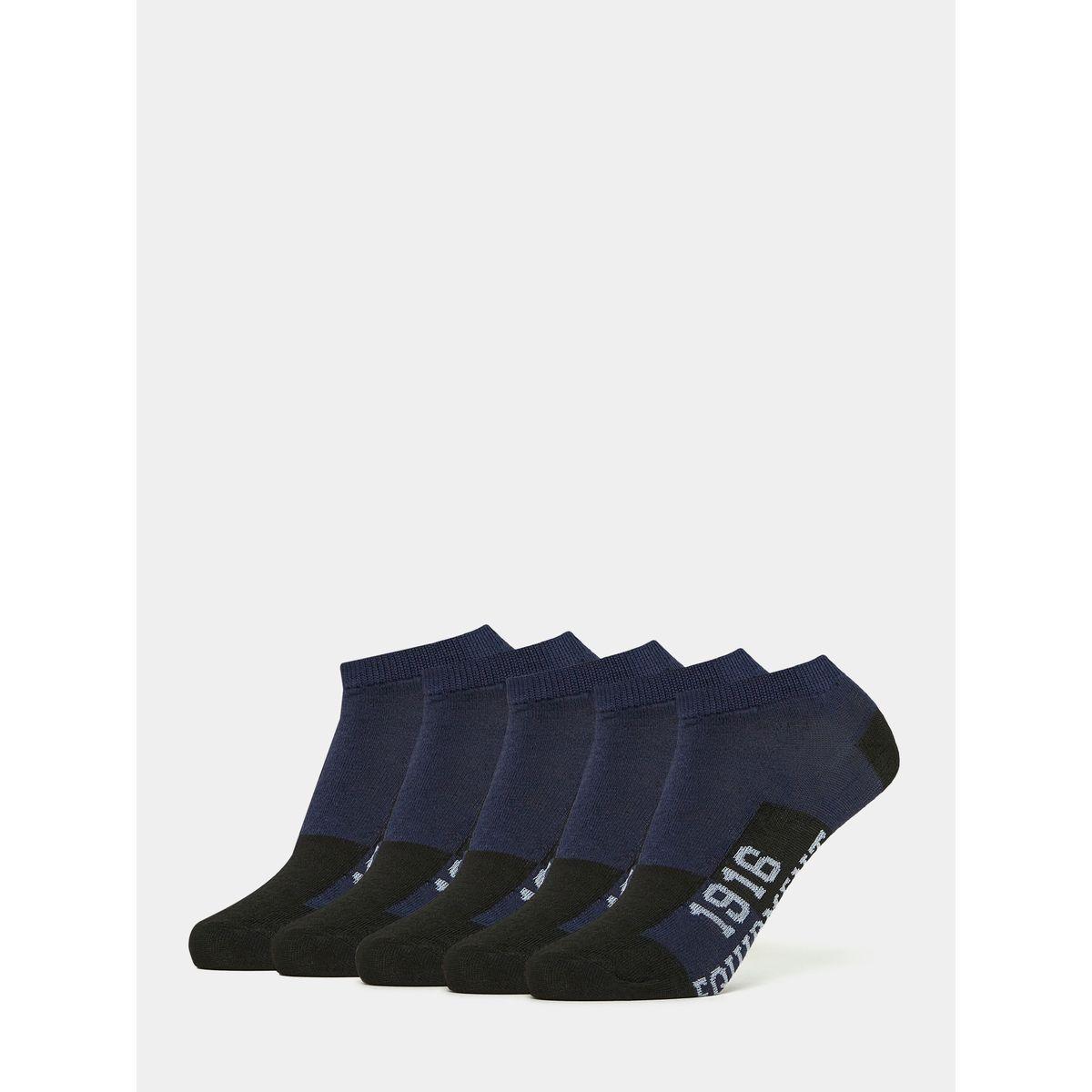 Styli Pack of 5 - Contrast Slogan Print Shoe Liner Socks-men-socks-image-1