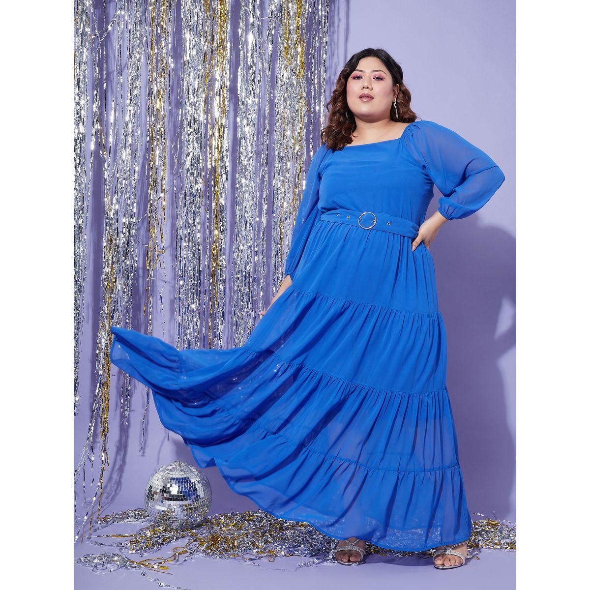 Plus Square Neck Belted Tiered Maxi Dress-women-clothing-dresses-image-1