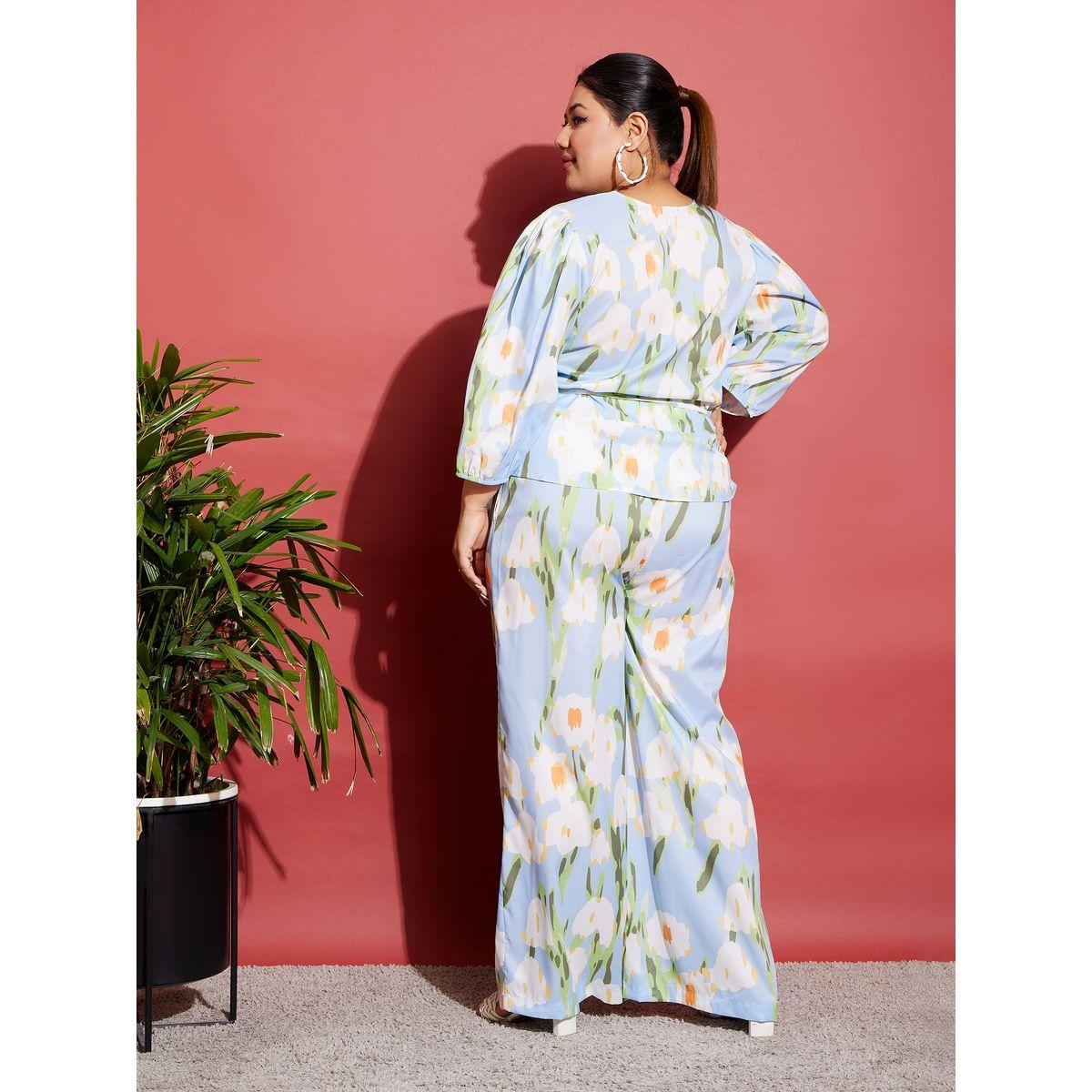 Sassafras X Styli Plus Floral Wrap Top & Wide Leg Pants Co-Ords-women-clothing-dresses-image-6