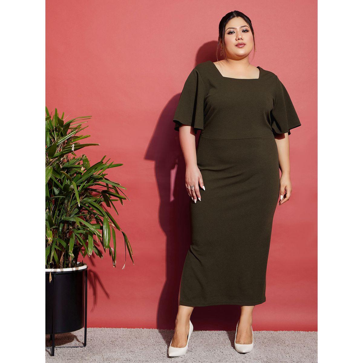 Sassafras X Styli Plus Square Neck Bodycon Maxi Dress-women-clothing-dresses-image-1