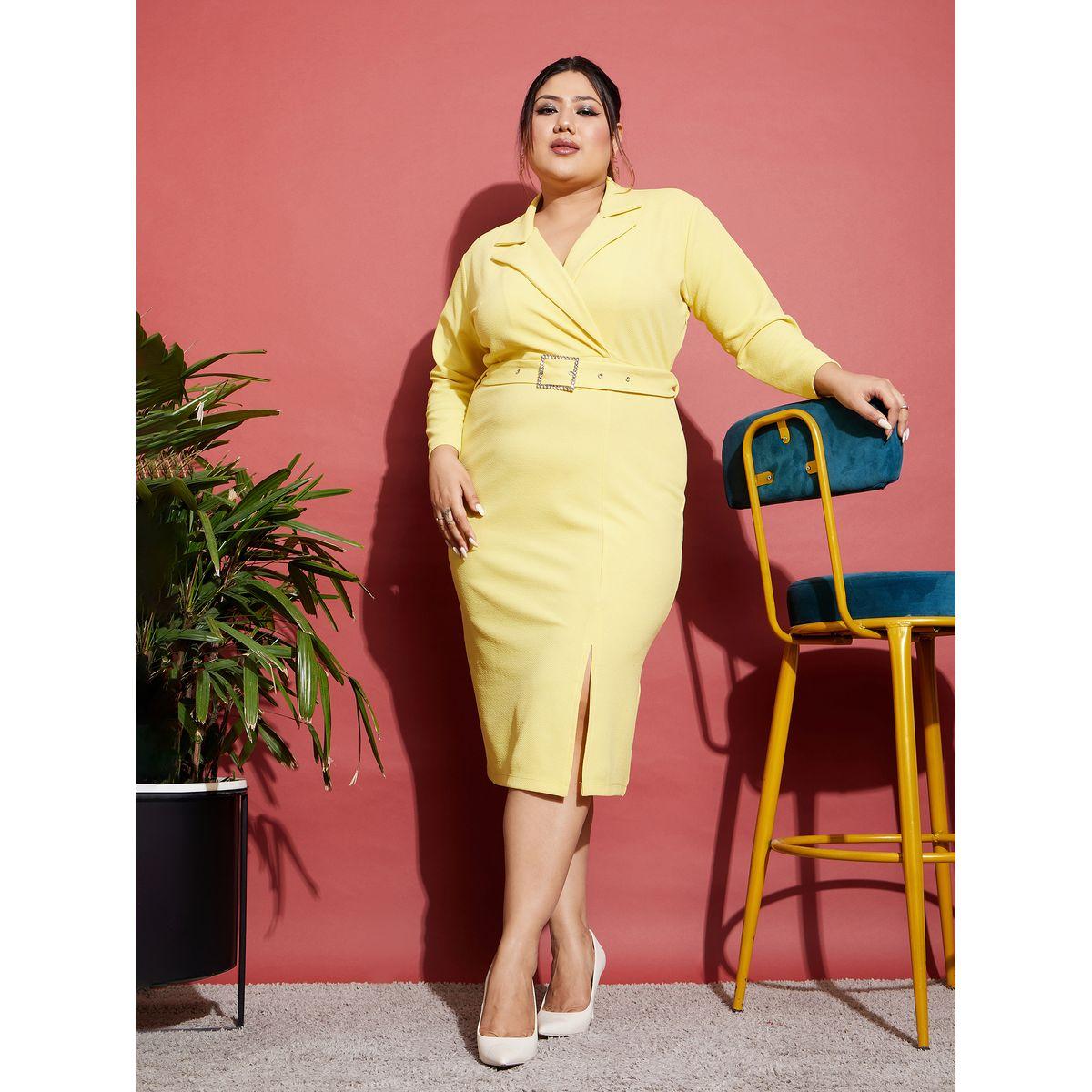 Sassafras X Styli Plus Notch Collar Belted Bodycon Midi Dress-women-clothing-dresses-image-1