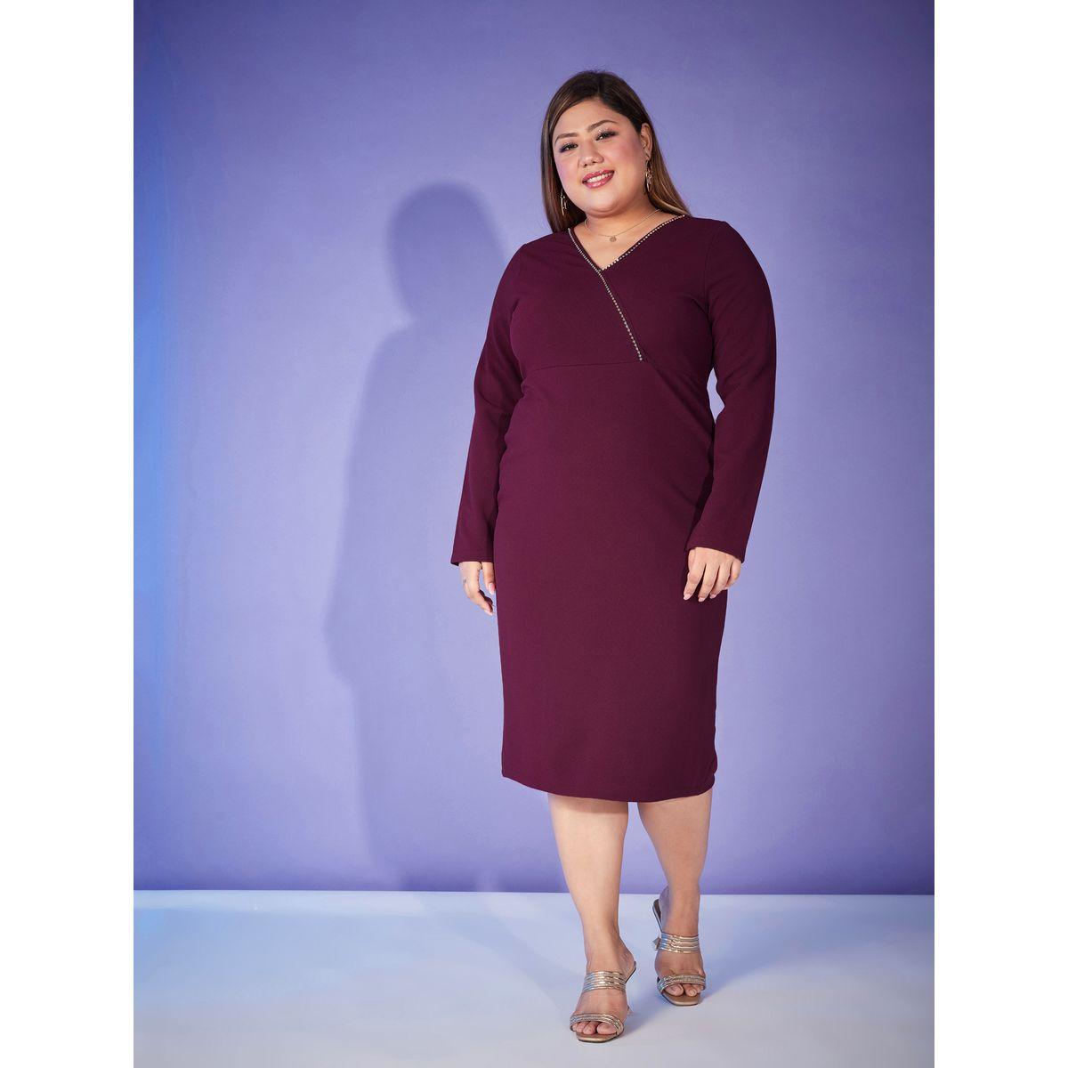Sassafras X Styli Plus Embellished Neckline Bodycon Midi Dress-women-clothing-dresses-image-1