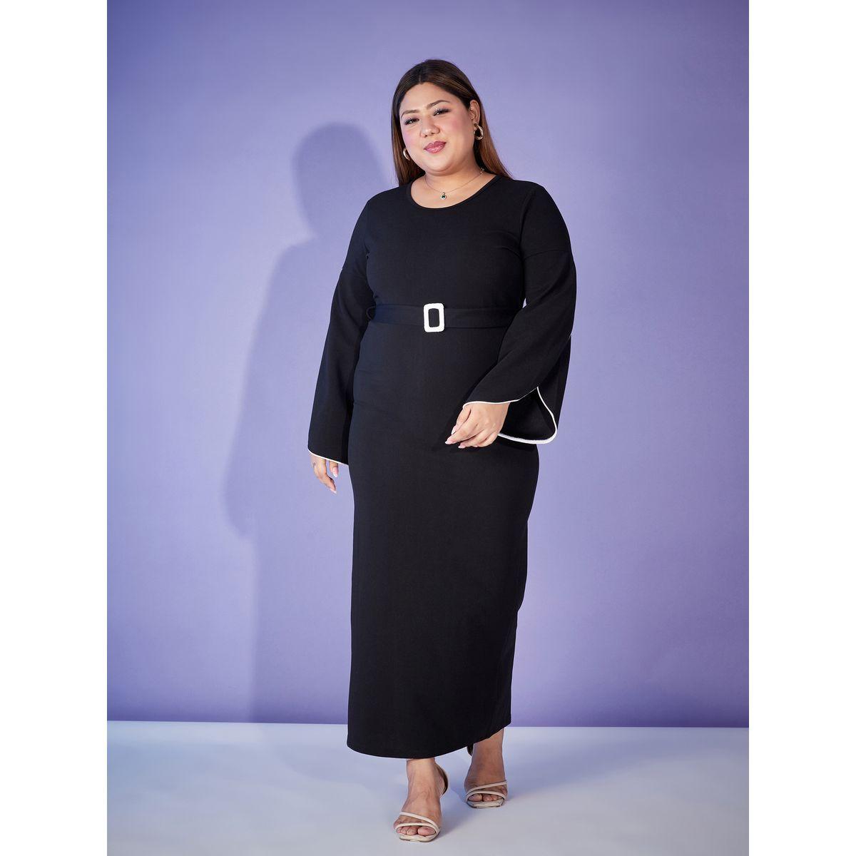 Plus Contrast Piping Belted Bodycon Maxi Dress-women-clothing-dresses-image-6