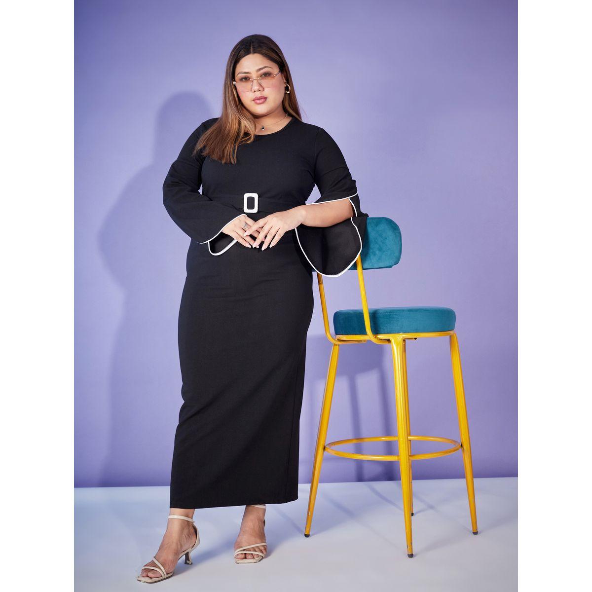 Plus Contrast Piping Belted Bodycon Maxi Dress-women-clothing-dresses-image-7
