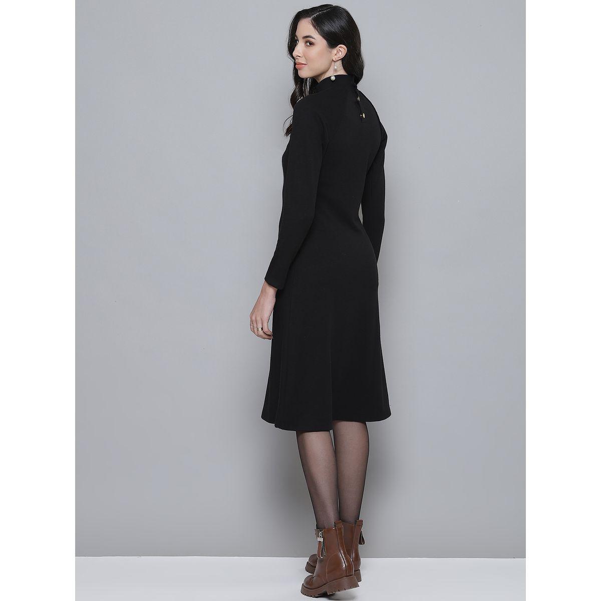 Ribbed Turtle Neck Raglan Sleeve Midi Dress-women-clothing-dresses-image-4