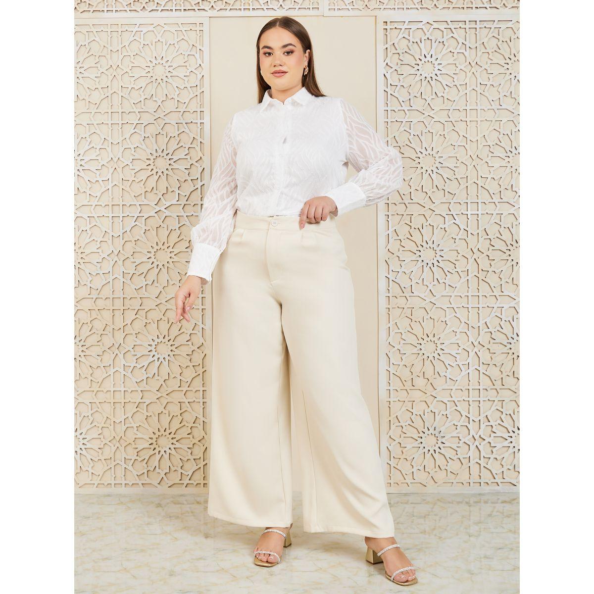 Styli Plus Textured Sheer Sleeves Regular Fit Shirt-women-clothing-shirtsandblouses-shirts-image-3