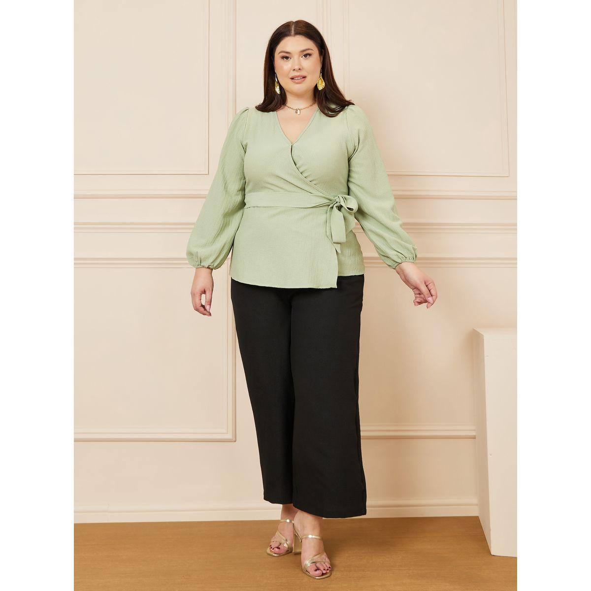 Styli Plus Textured Peplum Wrap Top-women-clothing-shirtsandblouses-blouses-image-3
