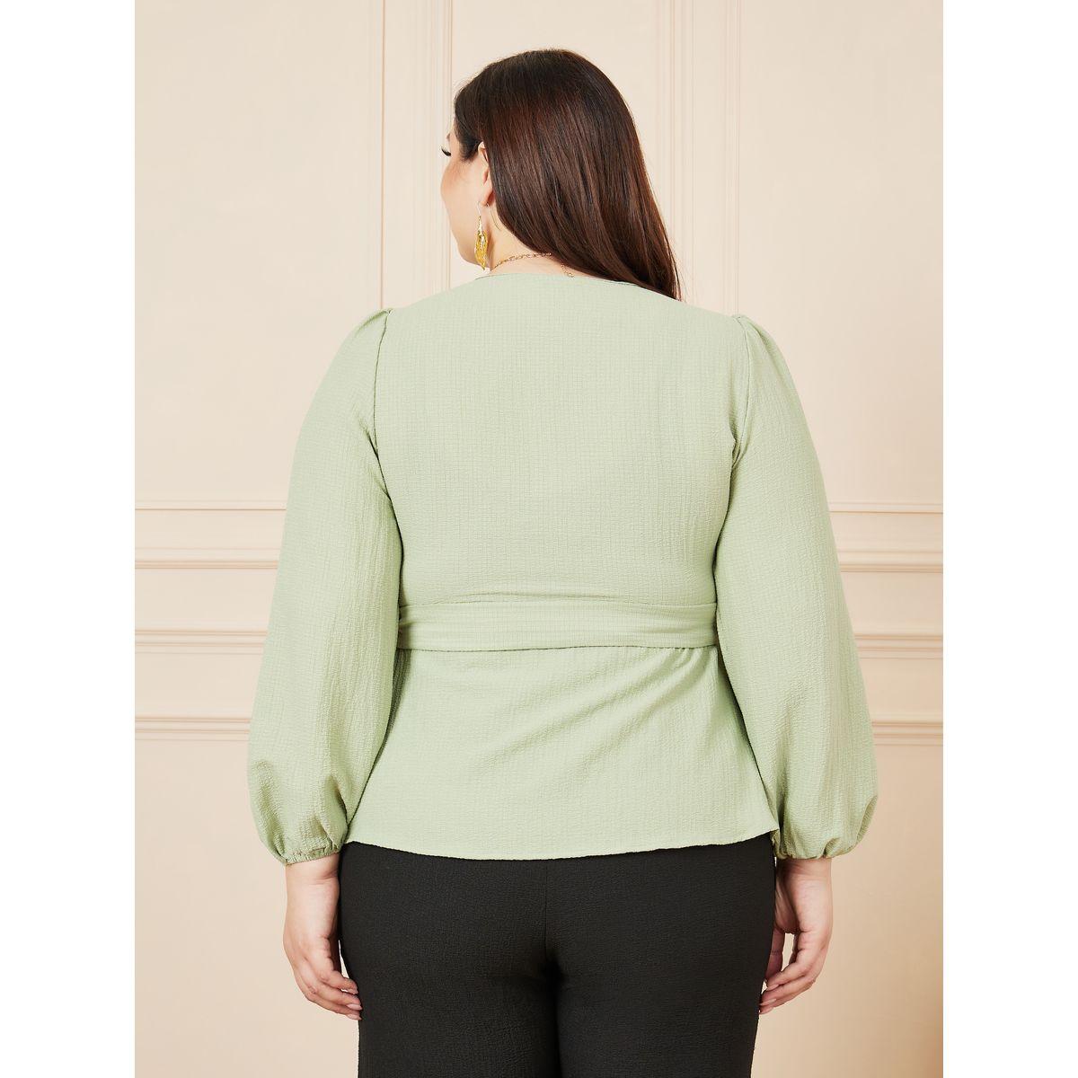 Styli Plus Textured Peplum Wrap Top-women-clothing-shirtsandblouses-blouses-image-4