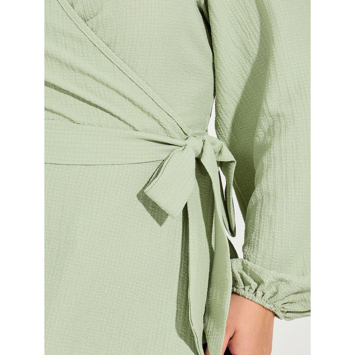 Styli Plus Size Notch Lapel Collar Wrap Top-women-clothing-shirtsandblouses-blouses-image-3