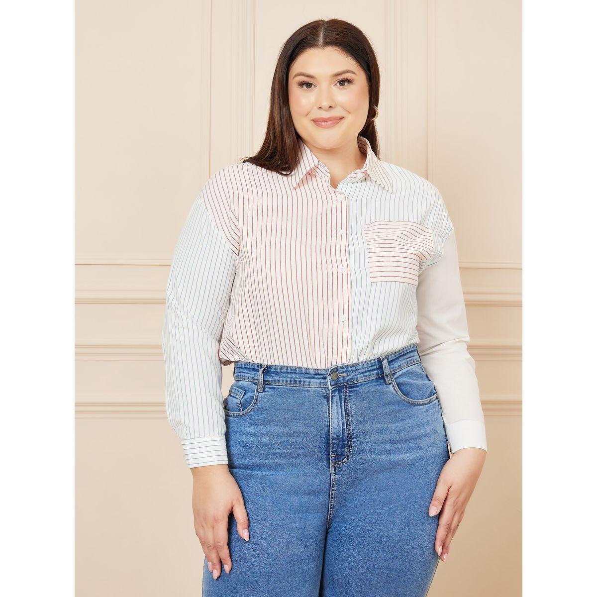 Styli Plus Striped Drop Shoulder Regular Fit Shirt-women-clothing-shirtsandblouses-shirts-image-1