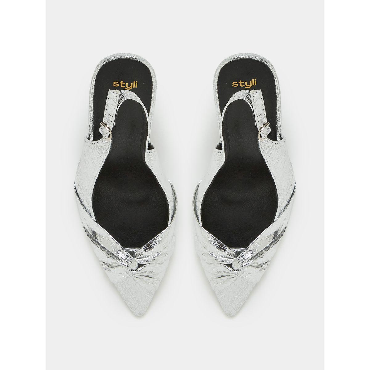 Styli Textured Stiletto Heel Slingback Pumps with Buckle Closure-women-shoes-heels-image-6
