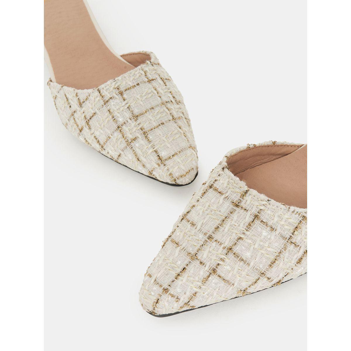 Styli Plaid Textured Ankle Strap Block Heels-women-shoes-heels-image-3