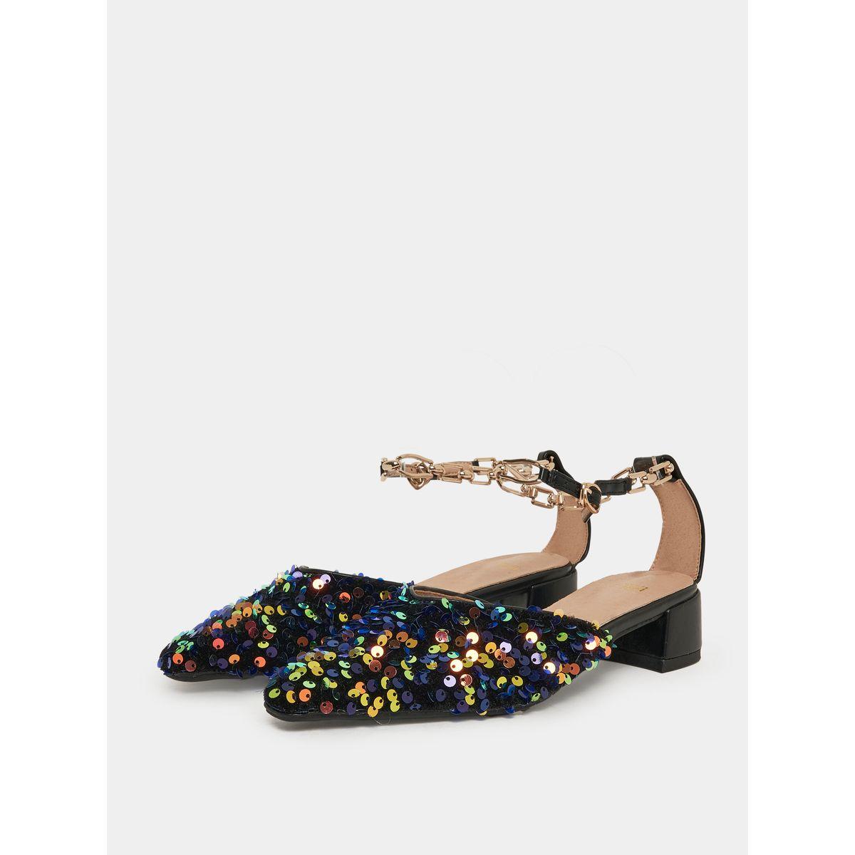 Styli Sequin Detail Ankle Strap Block Heels-women-shoes-heels-image-2