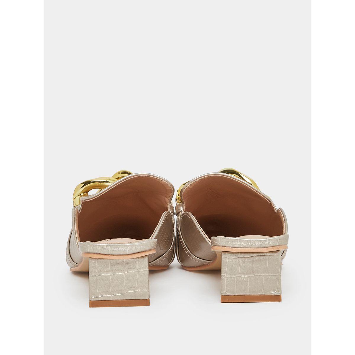 Styli Textured Wide Chain Trim Block Heel Sandals-women-shoes-heels-image-5