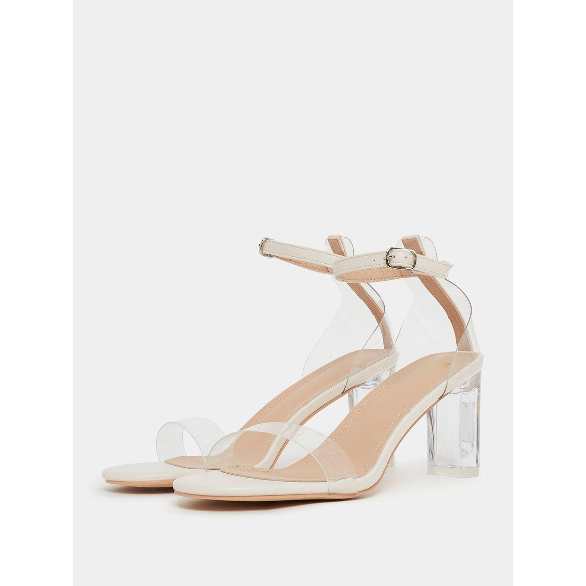 Styli Transparent Strap Block Heel Sandal with Buckle Closure-women-shoes-heels-image-3