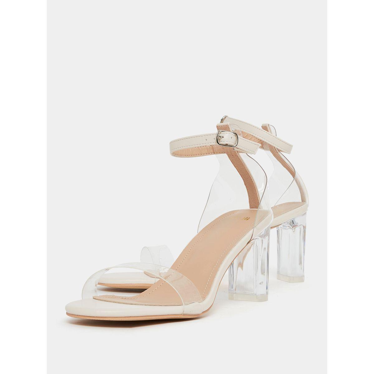 Styli Transparent Strap Block Heel Sandal with Buckle Closure-women-shoes-heels-image-4