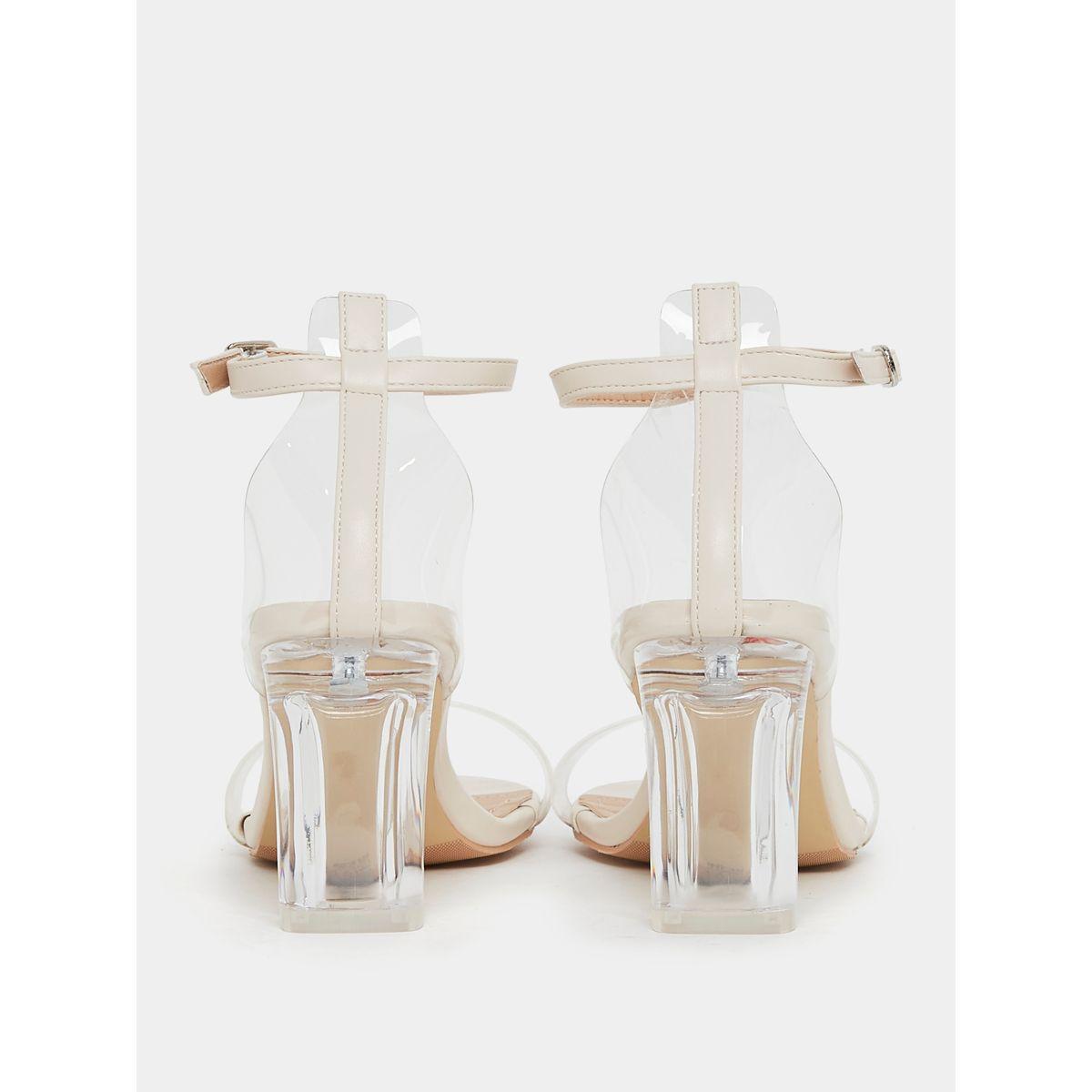 Styli Transparent Strap Block Heel Sandal with Buckle Closure-women-shoes-heels-image-5