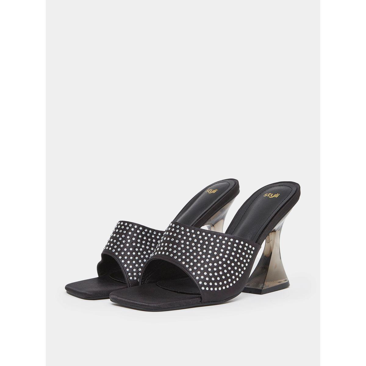 Styli Studded Detail Spool Heel Sandal-women-shoes-heels-image-3