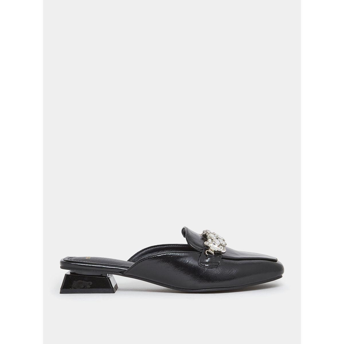 Styli Stone Embellished Backless Loafers-women-shoes-loafersandmoccasins-image-1