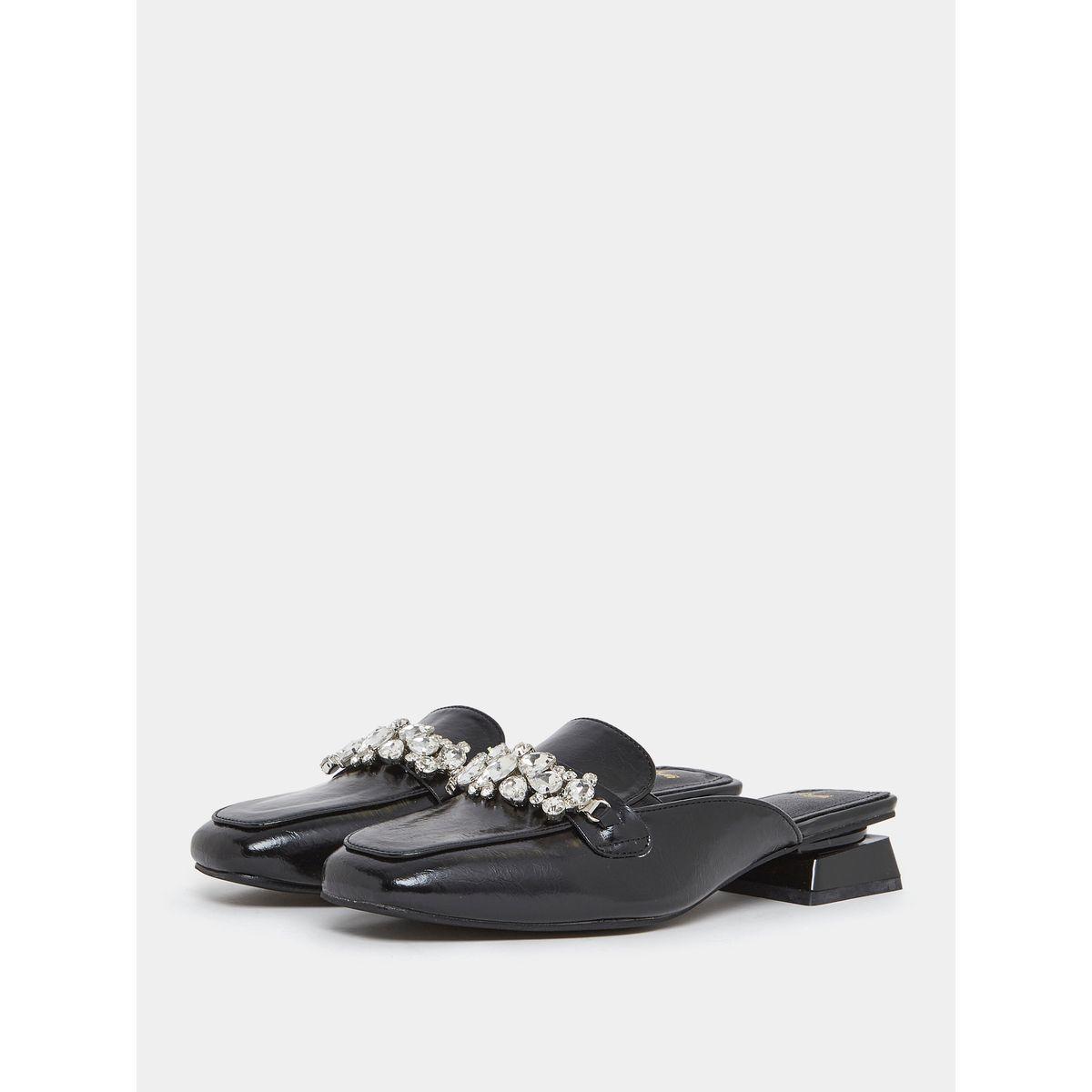 Styli Stone Embellished Backless Loafers-women-shoes-loafersandmoccasins-image-2