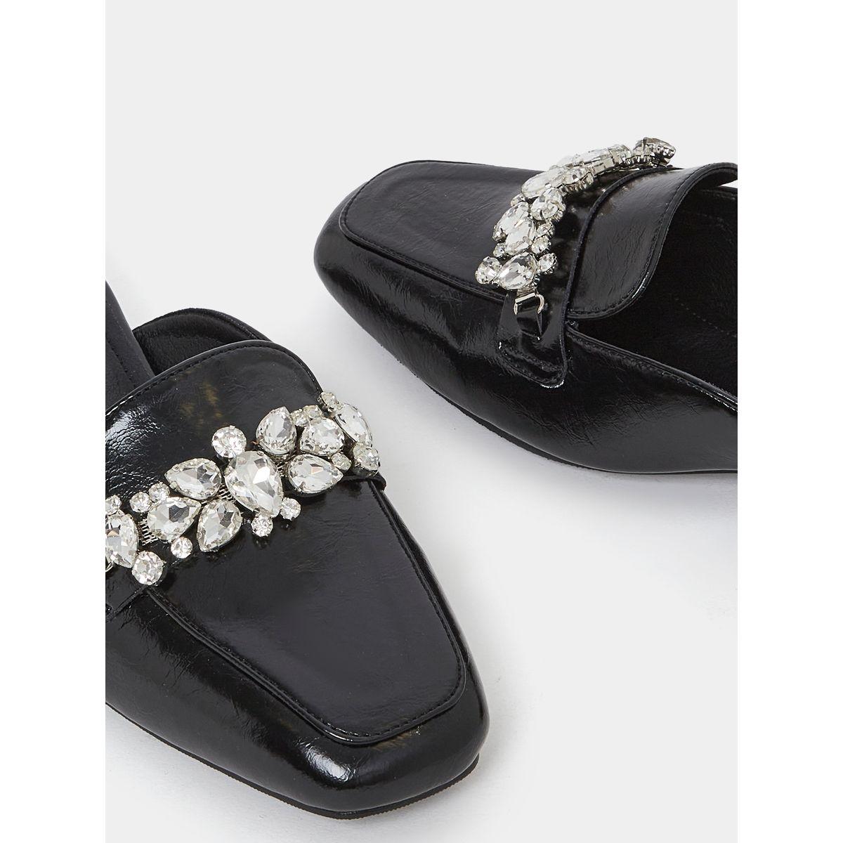 Styli Stone Embellished Backless Loafers-women-shoes-loafersandmoccasins-image-3