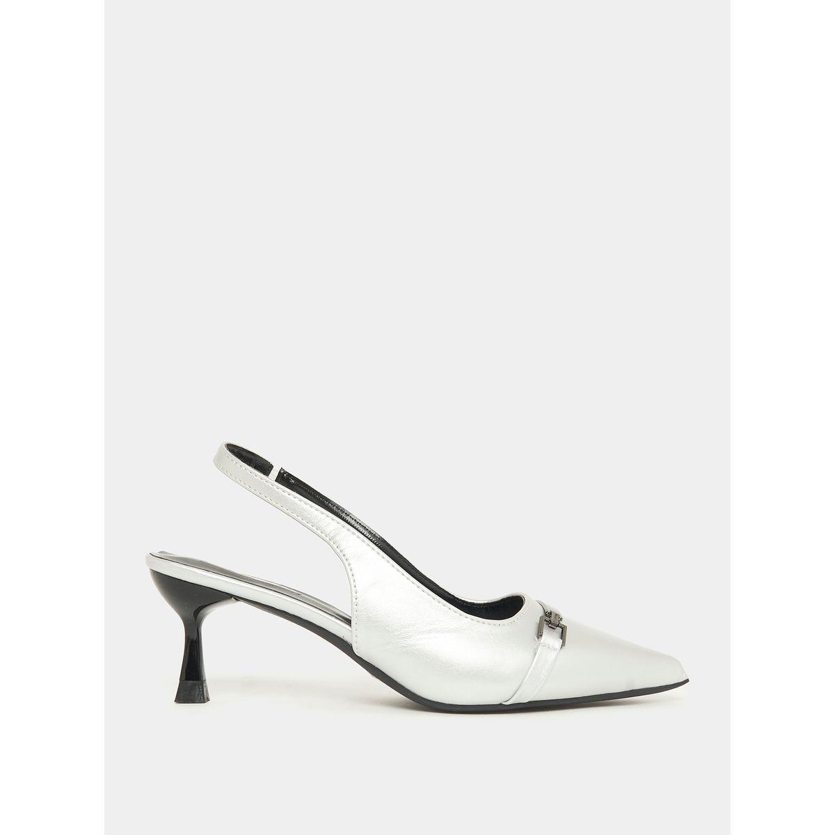 Styli Metal Detail Pointed Toe Sling Back Kitten Heel Pump-women-shoes-heels-image-2