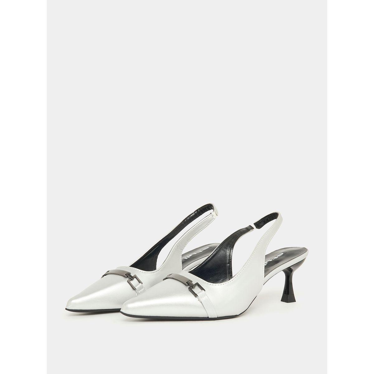 Styli Metal Detail Pointed Toe Sling Back Kitten Heel Pump-women-shoes-heels-image-3