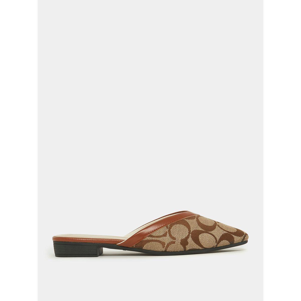 Styli Jacquard Textured Slip On Mule Flat Sandal-women-shoes-sandals-flats-image-1