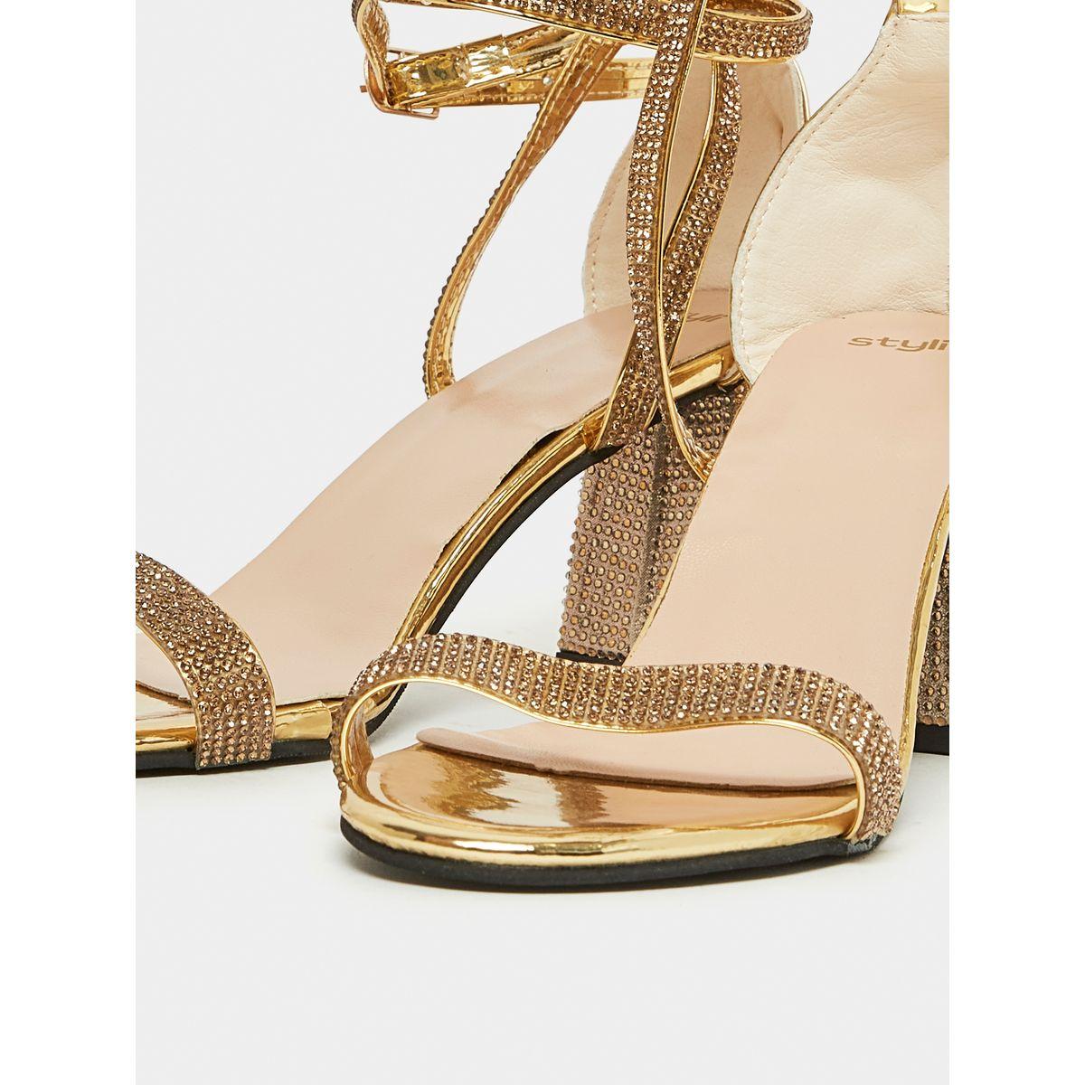 Styli Embellished Block Heel Sandals-women-shoes-heels-image-2