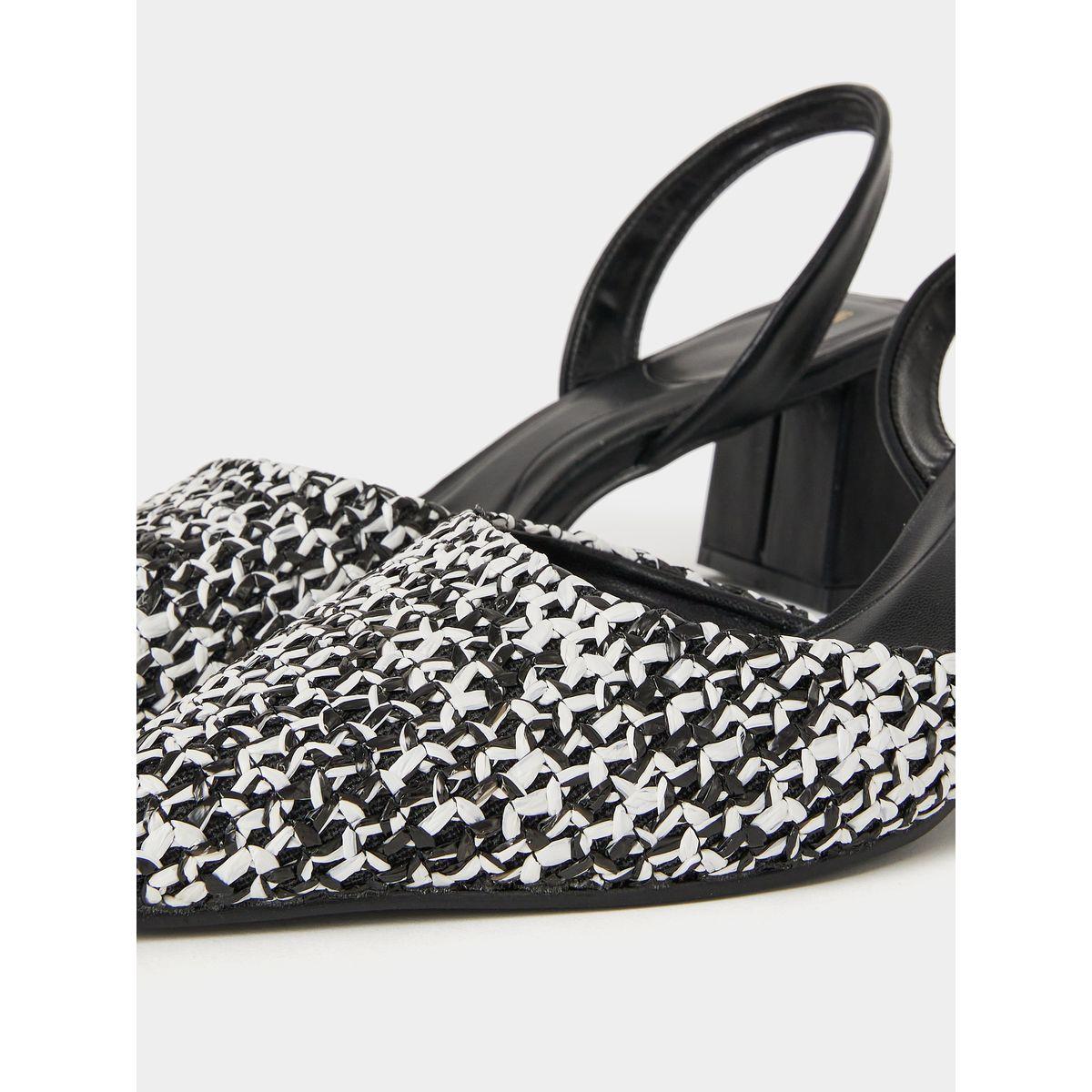 Styli Woven Textured Sling Back Block Heel Sandals-women-shoes-heels-image-5