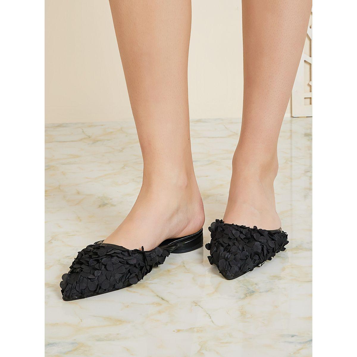 Styli Ruffled Applique Slip On Mules-women-shoes-heels-image-1