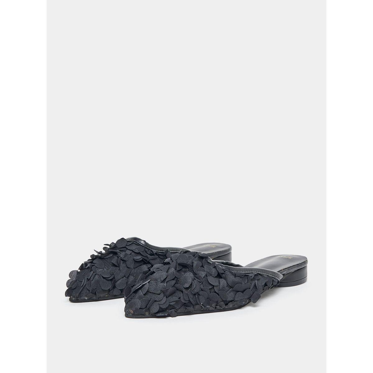 Styli Ruffled Applique Slip On Mules-women-shoes-heels-image-3