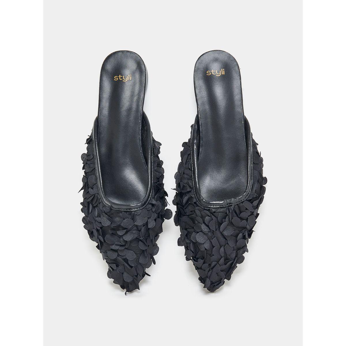 Styli Ruffled Applique Slip On Mules-women-shoes-heels-image-6