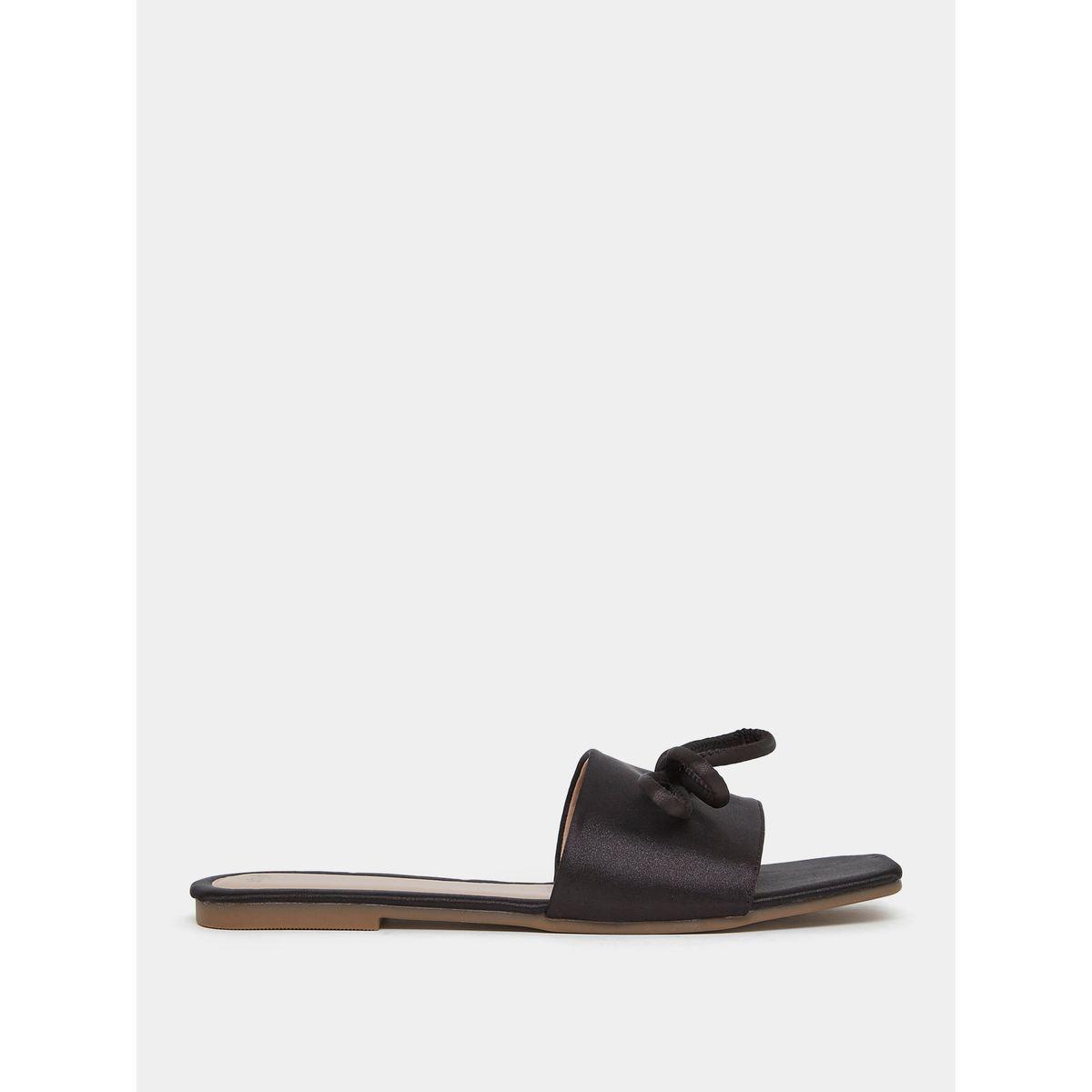 Styli Satin Bow Trim Flat Sandal-women-shoes-sandals-flats-image-1
