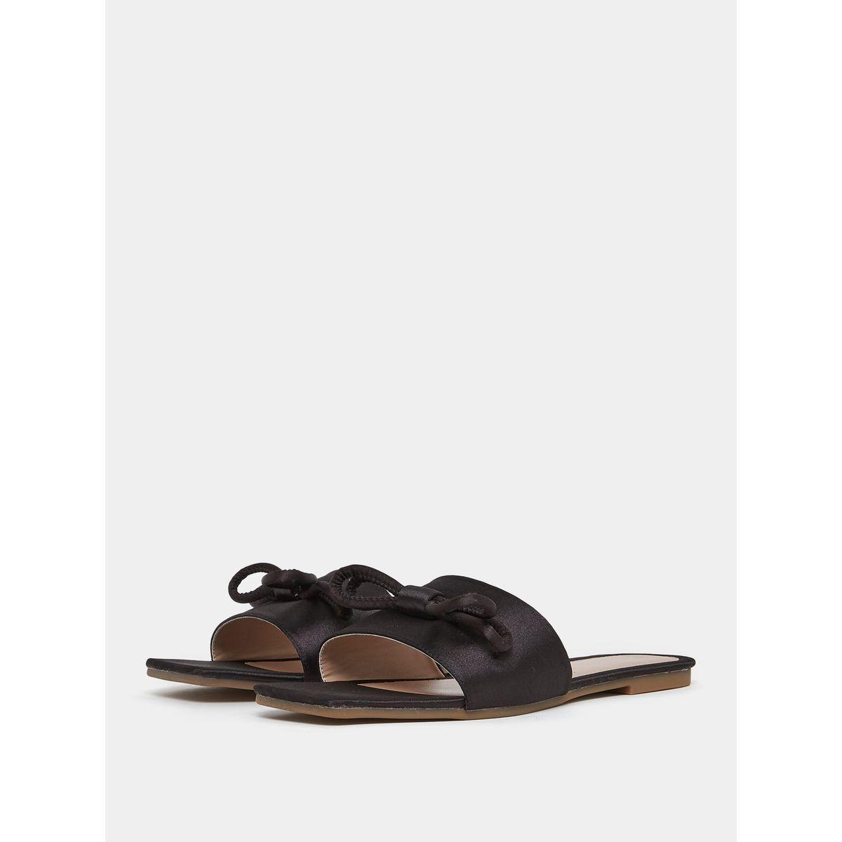 Styli Satin Bow Trim Flat Sandal-women-shoes-sandals-flats-image-2