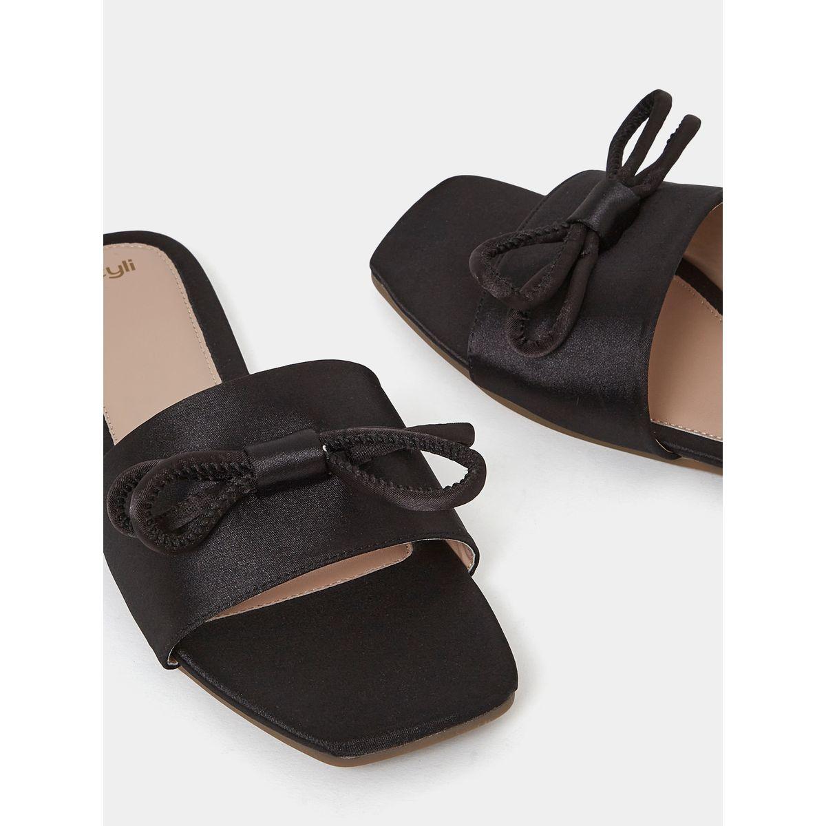 Styli Satin Bow Trim Flat Sandal-women-shoes-sandals-flats-image-3