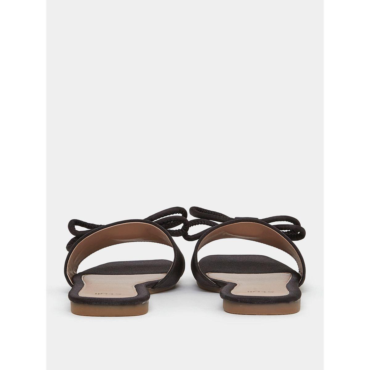 Styli Satin Bow Trim Flat Sandal-women-shoes-sandals-flats-image-4