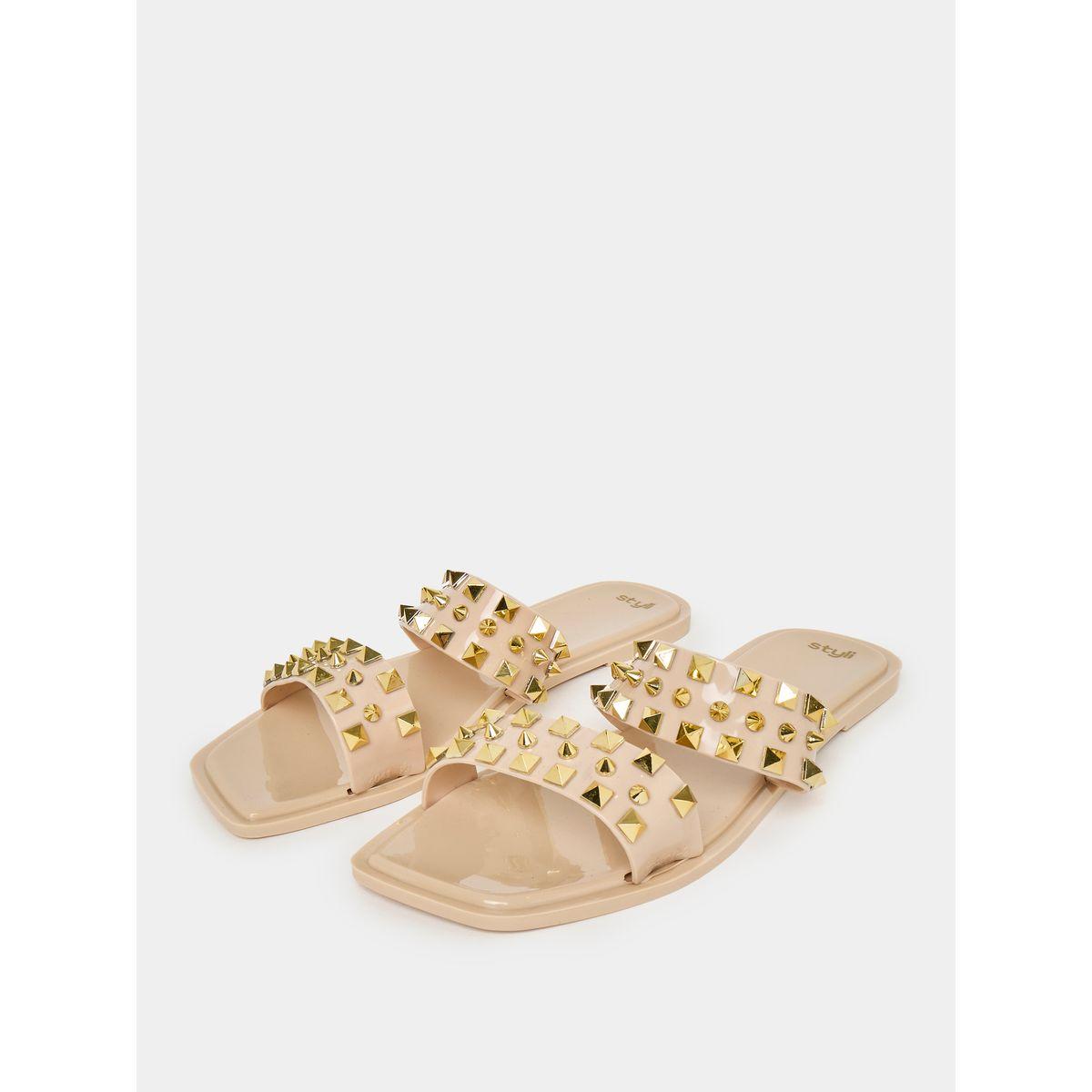 Styli Studded Double Strap Flat Sandals-women-shoes-sandals-flats-image-3