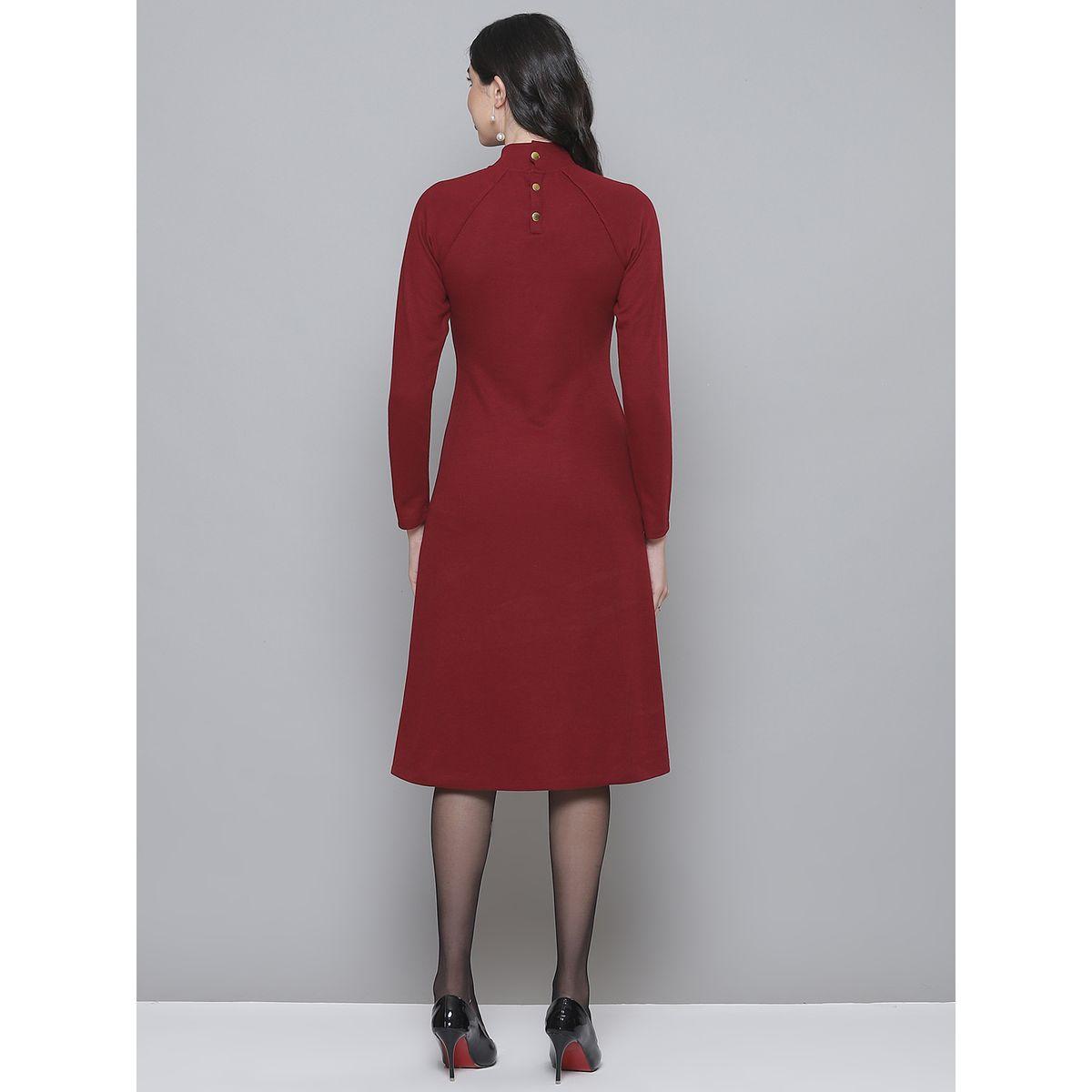 Ribbed Turtle Neck Raglan Sleeve Midi Dress-women-clothing-dresses-image-4