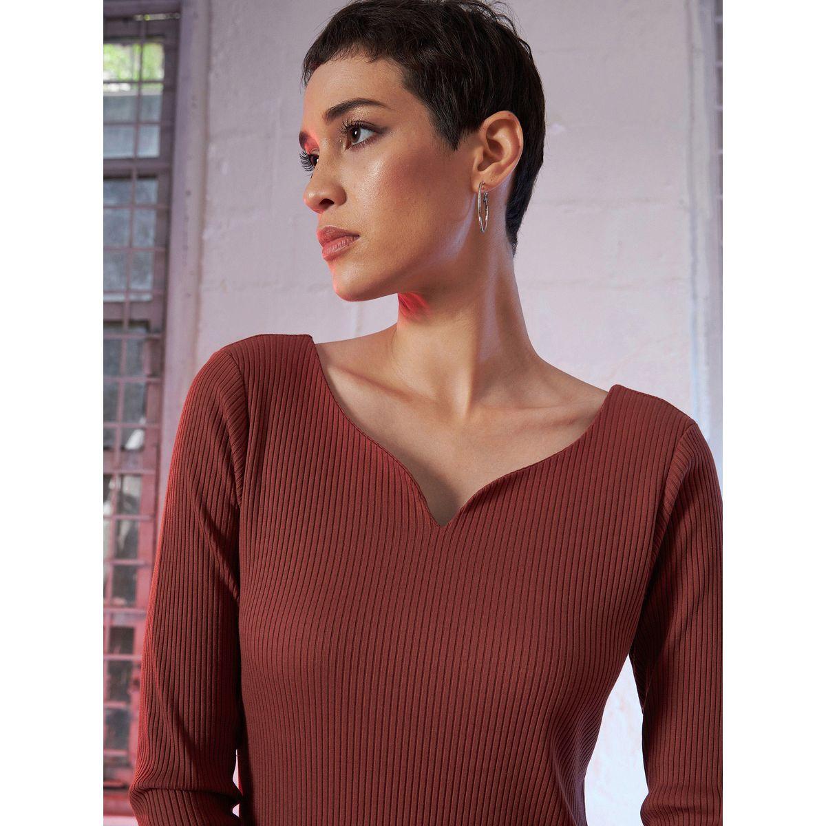 فستان ميدي مضلع بشق جانبي ساسافراس × ستايلي-women-clothing-dresses-image-4