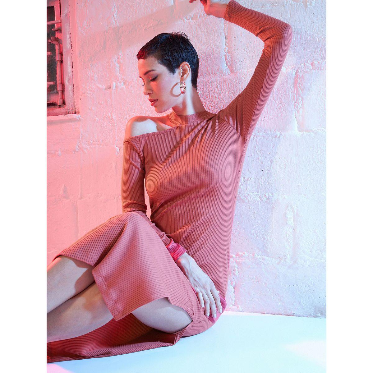 Sassafras X Styli High Neck Shoulder Cut-Out Ribbed Midi Dress-women-clothing-dresses-image-7