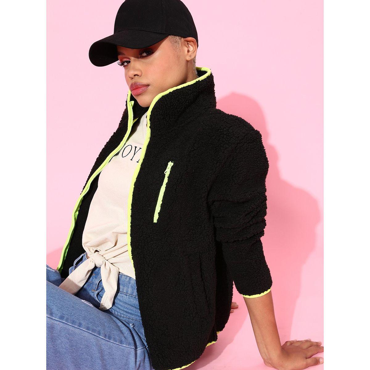 Faux Fur Contrast Piping Jacket-women-winterwear-coatsandjackets-jackets-image-1